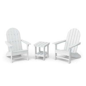Freedom 3-Piece Traditional Adirondack Set with Side Table outdoor furniture White