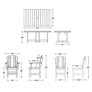 Heritage 7-Piece 44"x72" Dining Set Dining Set