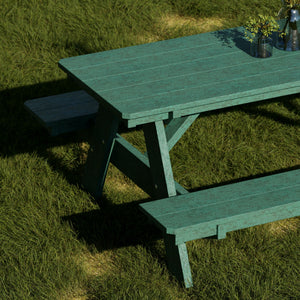 Heritage 72" Picnic Table with Attached Benches Picnic Table