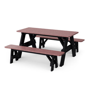 Heritage 72" Picnic Table with Detached Benches Picnic Table