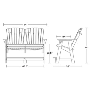 Heritage Double High Adirondack Garden Bench
