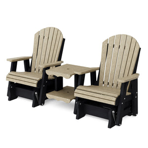 Heritage Double Rock-a-Tee Bench Garden Bench Weathered Wood / Black