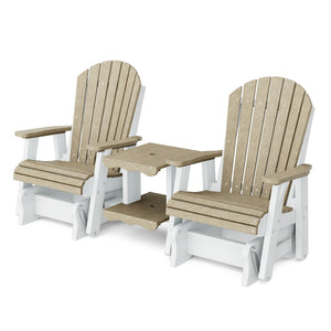 Heritage Double Rock-a-Tee Bench Garden Bench Weathered Wood / White