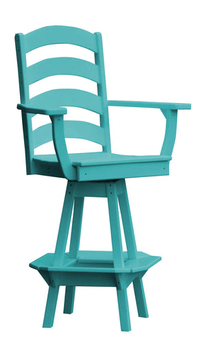 Ladderback Swivel Counter Chair with Arms Outdoor Table Aruba Blue