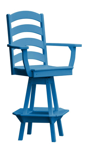 Ladderback Swivel Counter Chair with Arms Outdoor Table Blue