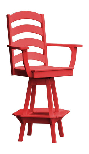 Ladderback Swivel Counter Chair with Arms Outdoor Table Bright Red