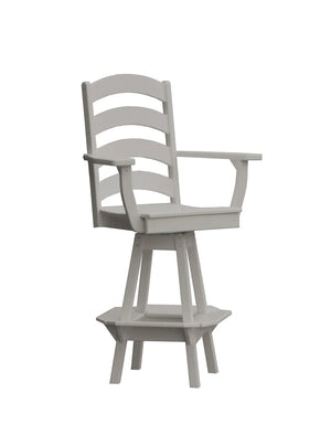 Ladderback Swivel Counter Chair with Arms Outdoor Table Light Gray