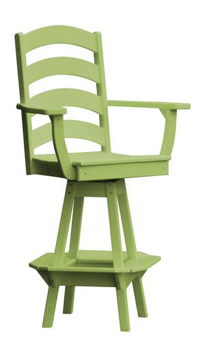Ladderback Swivel Counter Chair with Arms Outdoor Table Tropical Lime