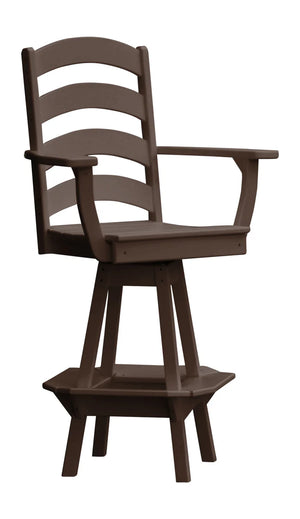 Ladderback Swivel Counter Chair with Arms Outdoor Table Tudor Brown