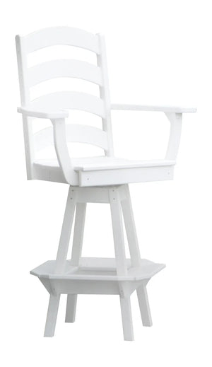 Ladderback Swivel Counter Chair with Arms Outdoor Table White Paint