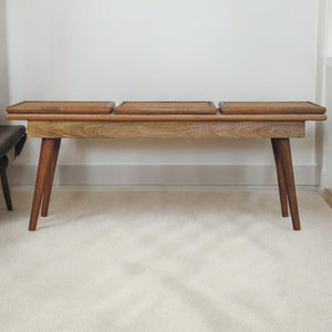 Larissa Triple Accent Hardwood Cane Bench Bench