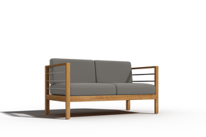 Leon 4-Piece Teak Outdoor Patio Deep Seating Set with Sunbrella Charcoal Cushions Outdoor deep seating