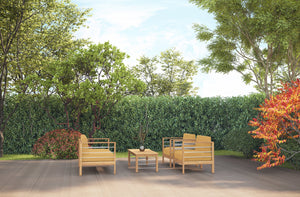 Leon 4-Piece Teak Outdoor Patio Deep Seating Set with Sunbrella Dupione Cornsilk Cushions Outdoor deep seating