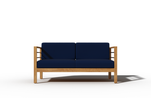 Leon 4-Piece Teak Outdoor Patio Deep Seating Set with Sunbrella Navy Cushions Outdoor deep seating