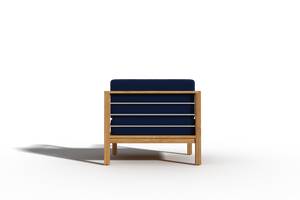 Leon 4-Piece Teak Outdoor Patio Deep Seating Set with Sunbrella Navy Cushions Outdoor deep seating