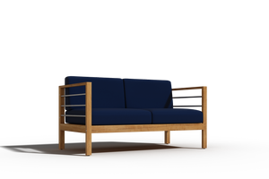 Leon 4-Piece Teak Outdoor Patio Deep Seating Set with Sunbrella Navy Cushions Outdoor deep seating