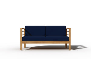 Leon 4-Piece Teak Outdoor Patio Deep Seating Set with Sunbrella Navy Cushions Outdoor deep seating