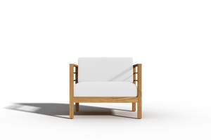 Leon 4-Piece Teak Outdoor Patio Deep Seating Set with Sunbrella White Cushions Outdoor deep seating
