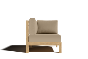 Leon 7-piece Teak Outdoor Sectional Deep Seating Set with Sunbrella Fawn Cushions Outdoor deep seating