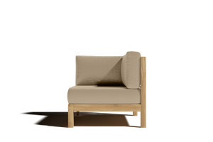 Leon 7-piece Teak Outdoor Sectional Deep Seating Set with Sunbrella Fawn Cushions Outdoor deep seating