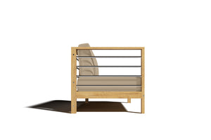 Leon 7-piece Teak Outdoor Sectional Deep Seating Set with Sunbrella Fawn Cushions Outdoor deep seating
