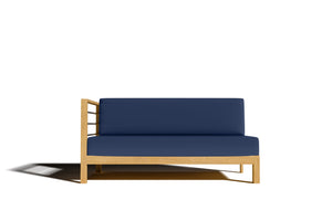 Leon 7-piece Teak Outdoor Sectional Deep Seating Set with Sunbrella Navy Cushions Outdoor deep seating