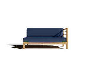 Leon 7-piece Teak Outdoor Sectional Deep Seating Set with Sunbrella Navy Cushions Outdoor deep seating