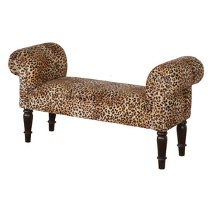 Leopard Print Velvet Bench Bench