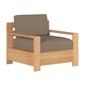 Lothair 4-Piece Teak Outdoor Patio Deep Seating Set with Sunbrella Fawn Cushions Outdoor deep seating