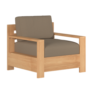Lothair 4-Piece Teak Outdoor Patio Deep Seating Set with Sunbrella Fawn Cushions Outdoor deep seating