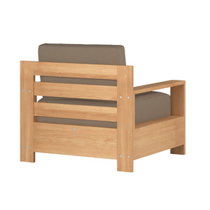 Lothair 4-Piece Teak Outdoor Patio Deep Seating Set with Sunbrella Fawn Cushions Outdoor deep seating