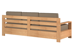 Lothair 4-Piece Teak Outdoor Patio Deep Seating Set with Sunbrella Fawn Cushions Outdoor deep seating