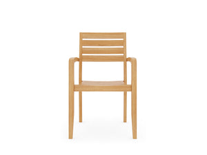 Louvel 5-Piece Rectangular Teak Outdoor Dining Set with Extendable Table and Stacking Armchairs Dining Bench Set
