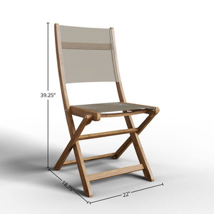 Lucas 3-Piece Round Teak Outdoor Bistro Set in Taupe with Folding Table and Chairs Bistro Set
