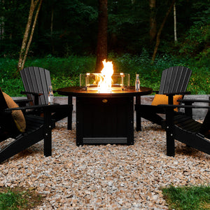 Lumin Fire Pit 46" Round and Fire Pit 51" Rectangular Adirondack Chair