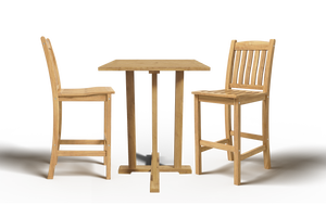 Michele 3-Piece Square Teak Outdoor Bar Height Dining Set with Chairs Outdoor Dining Set