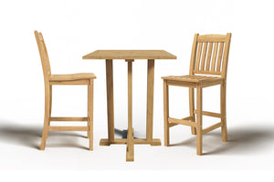 Michele 3-Piece Square Teak Outdoor Bar Height Dining Set with Chairs Outdoor Dining Set