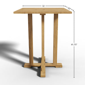 Michele Square Teak Outdoor Bar Height Dining Table with Umbrella Hole Dining Height Table