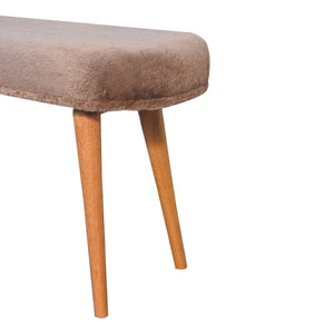 Mocha Faux Fur Fabric Bench Bench