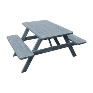 Spruce Economy Picnic Table with Attached Benches 4' or 5' Picnic Table 4ft / Gray Stain / Without Umbrella Hole
