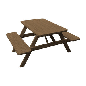 Spruce Economy Picnic Table with Attached Benches 4' or 5' Picnic Table 4ft / Mushroom Stain / Without Umbrella Hole