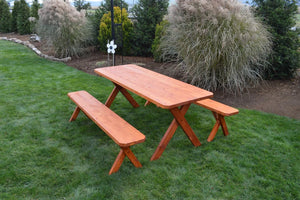 Spruce Furniture Cross Leg Table with 2 Benches 4ft, 5ft, 6ft and 8ft Bench