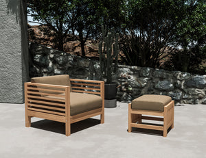 Sylvie 2-piece Teak Outdoor Lounge Set with Sunbrella Fawn Cushions Outdoor Lounge Set