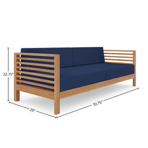 Sylvie 5-Piece Teak Outdoor Patio Deep Seating Set with Subrella Navy Cushions Outdoor deep seating
