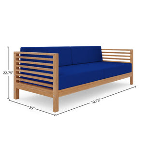 Sylvie 5-Piece Teak Outdoor Patio Deep Seating Set with Subrella True Blue Cushions Outdoor deep seating