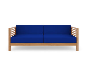 Sylvie 5-Piece Teak Outdoor Patio Deep Seating Set with Subrella True Blue Cushions Outdoor deep seating