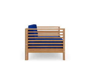 Sylvie 5-Piece Teak Outdoor Patio Deep Seating Set with Subrella True Blue Cushions Outdoor deep seating
