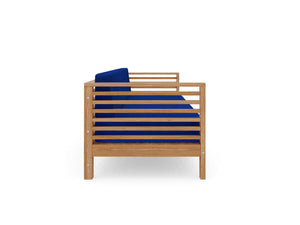 Sylvie 5-Piece Teak Outdoor Patio Deep Seating Set with Subrella True Blue Cushions Outdoor deep seating