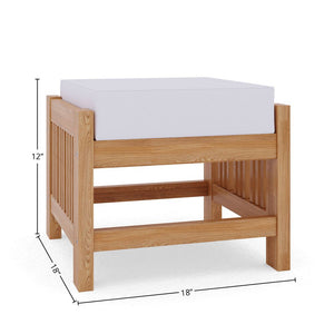 Sylvie 5-Piece Teak Outdoor Patio Deep Seating Set with Subrella White Cushions Outdoor deep seating
