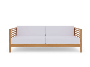 Sylvie 5-Piece Teak Outdoor Patio Deep Seating Set with Subrella White Cushions Outdoor deep seating